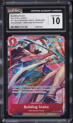 2025 One Piece Premium Best Selection Volume 4 Alt Art Building Snake #OP09-008 CGC 10 GEM MINT