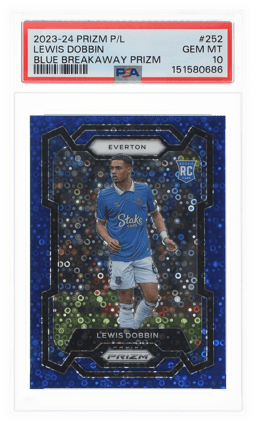 2023 Panini Prizm Premier League Blue Breakaway Prizm Lewis Dobbin #252 15/99 PSA 10