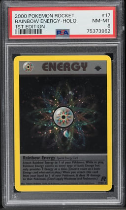 2000 Pokemon Team Rocket 1st Edition Holo Rainbow Energy #17 PSA 8 NM-MT
