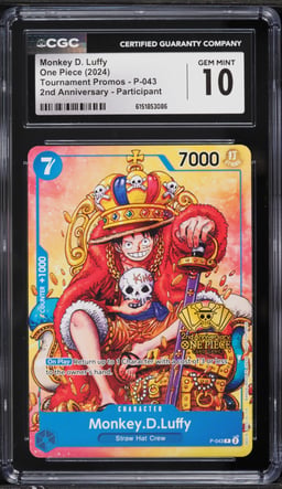 2024 One Piece Promo 2nd Anniversary Participant Monkey D. Luffy #P-043 CGC 10 GEM MINT