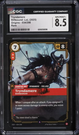 2025 Riftbound League Of Legends LoL Origins Tryndamere #34 CGC 8.5 NM-MT+