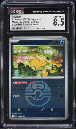 2025 Pokemon Mega Dream ex Love Ball Reverse Holo Psyduck #032 CGC 8.5 NM-MT+