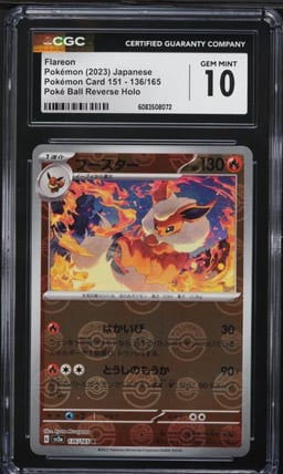 2023 Pokemon Japanese SV 151 Poke Ball Reverse Holo Flareon #136 CGC 10 GEM MINT