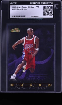 1996 Score Board All Sport PPF Plus Kobe Bryant ROOKIE #185 CGC AUTH