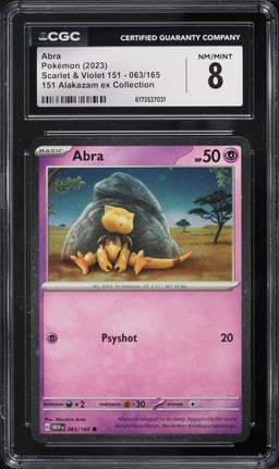 2023 Pokemon Scarlet & Violet 151 Alakazam Ex Collection Abra #63 CGC 8 NM-MT
