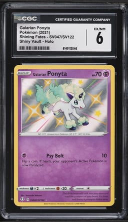 2021 Pokemon Sword & Shield Shining Fates Shiny Galarian Ponyta #SV047 CGC 6 EXMT