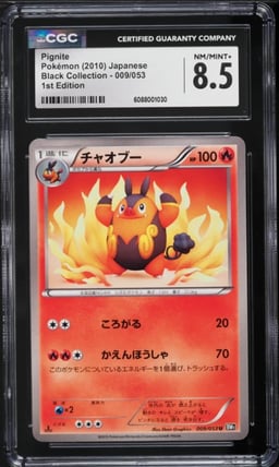 2010 Pokemon Japanese BW Black Collection 1st Edition Pignite #9 CGC 8.5 NM-MT+