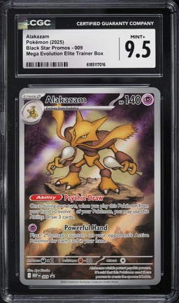 2025 Pokemon Mega Evolution Black Star Promo ETB Full Art Alakazam #9 CGC 9.5 MINT+