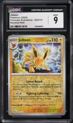 2025 Pokemon Scarlet & Violet Prismatic Evolutions Reverse Holo Jolteon #29 CGC 9 MINT