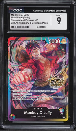 2025 One Piece Promo 3rd Anniversary 3 Brothers Pack Leader Monkey D. Luffy #P CGC 9 MINT