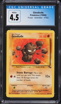 1999 Pokemon Fossil Geodude #47 CGC 4.5 VGEX+