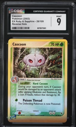 2003 Pokemon EX Ruby & Sapphire Reverse Holo Cascoon #26 CGC 9 MINT