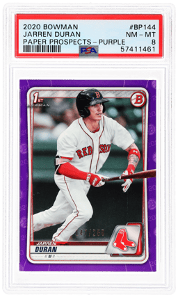 2020 Bowman Paper Prospect Purple Jarren Duran #BP144 147/250 PSA 8