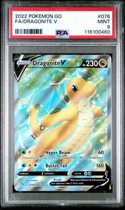 2022 POKEMON GO #076 FULL ART/DRAGONITE V PSA 9