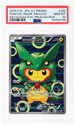 2016 Pokemon XY Special Box Promo Japanese Rayquaza Poncho Wearing Pikachu #230XYP PSA 10