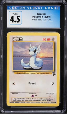 2000 Pokemon Base Set 2 Dratini #38 CGC 4.5 VGEX+