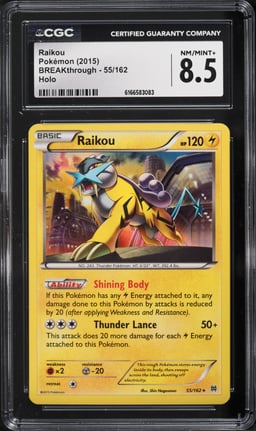2015 Pokemon Russian XY BREAKthrough Holo Raikou #55 CGC 8.5 NM-MT+