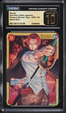 2024 One Piece Japanese Premium Booster Best SEC Shanks #OP01-120 CGC 10 PRISTINE