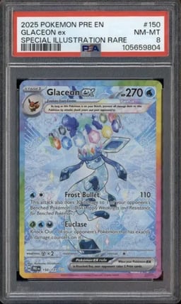2025 Pokemon Pre EN Prismatic Evolutions Special Rare #150 Glaceon Ex PSA 8