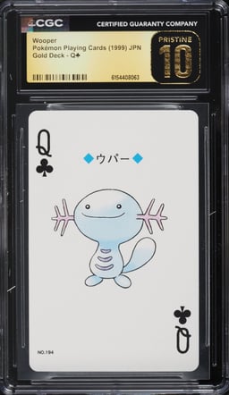 1999 Pokemon Japanese Gold Poker Set Nintendo Playing Cards Wooper CGC 10 PRISTINE