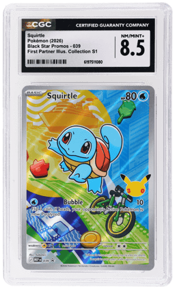 2026 Pokemon Mega Evolution Black Star Promo First Partner Illustration Collection Series 1 Squirtle #039 CGC 8.5
