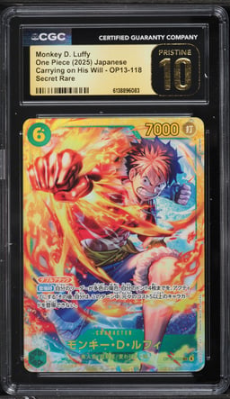 2025 One Piece Japanese Carrying On His Will SEC Monkey D. Luffy #OP13-118 CGC 10 PRISTINE