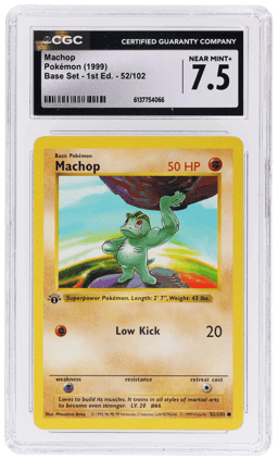1999 Pokemon Base Set 1st Edition Machop #52 CGC 7.5
