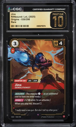 2025 Riftbound League Of Legends LoL Origins Jinx #30 CGC 10 PRISTINE