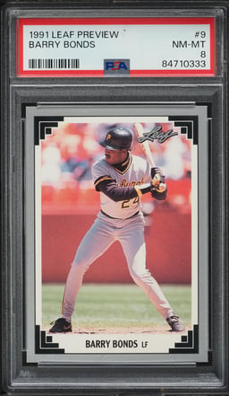 1991 Leaf Preview Barry Bonds #9 PSA 8 NM-MT