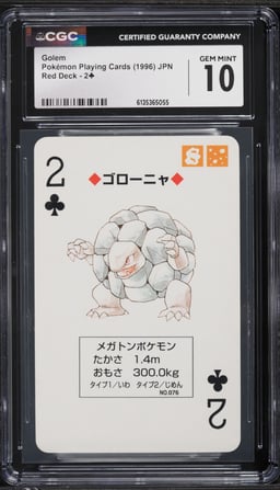 1996 Pokemon Japanese Playing Cards Red Deck Golem #2 CGC 10 GEM MINT