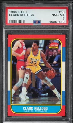 1986 Fleer Basketball Clark Kellogg #58 PSA 8 NM-MT