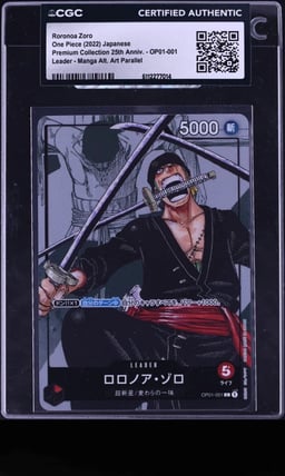 2022 One Piece Japanese Premium 25th Anniversary Manga Art Roronoa Zoro L #OP01-001 CGC AUTH