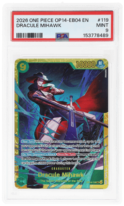 2026 One Piece the Azure Sea's Seven Dracule Mihawk #OP14-119 PSA 9