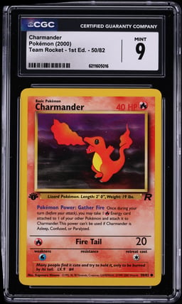 2000 Pokemon Team Rocket 1st Edition Charmander #50 CGC 9 MINT