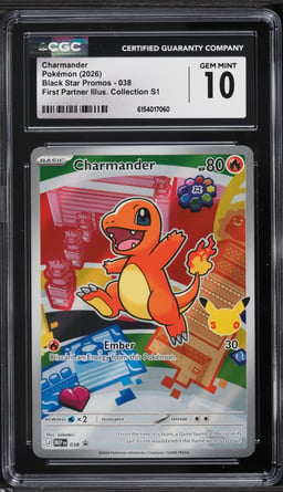 2026 Pokemon Mega Evolution Promo First Partner Illustration Full Art Charmander #38 CGC 10 GEM