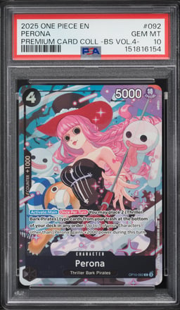2025 One Piece Premium Best Selection Vol 4 Alt Art Perona #OP10-092 PSA 10 GEM MINT