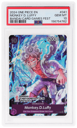 2024 One Piece Promo Bandai Card Games Fest '23 To '24 World Tour Monkey D. Luffy #P-041 PSA 10