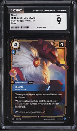 2026 Riftbound League Of Legends LoL Spiritforged Bard #079 CGC 9 MINT