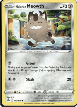 2021 Galarian Meowth #180 Fusion Strike