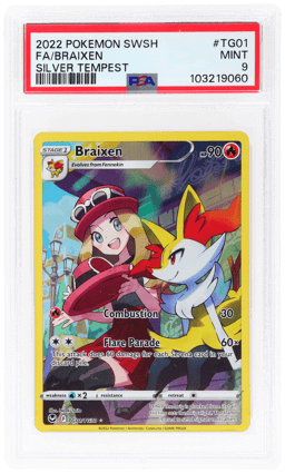 2022 Pokemon Sword and Shield Silver Tempest Trainer Gallery Braixen #TG01 PSA 9