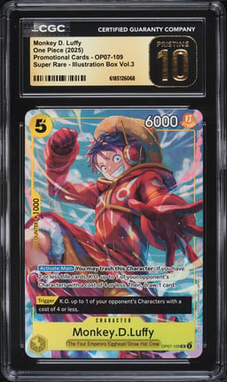 2025 One Piece Promo Illustration Box Vol. 3 Super Rare Monkey D. Luffy CGC 10 PRISTINE