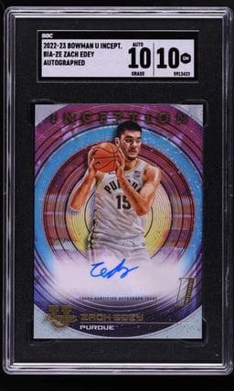 2022 Bowman University Inception Zach Edey ROOKIE AUTO #BIA-ZE SGC 10 GEM MINT