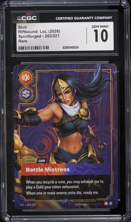 2026 Riftbound League Of Legends LoL Spiritforged Sivir #203 CGC 10 GEM MINT