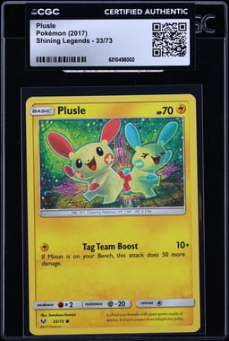 2017 Pokemon Sun & Moon Shining Legends Plusle #33 CGC AUTH