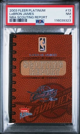 2003 FLEER PLATINUM NBA SCOUTING REPORT #13 LEBRON JAMES 332/400 PSA 7