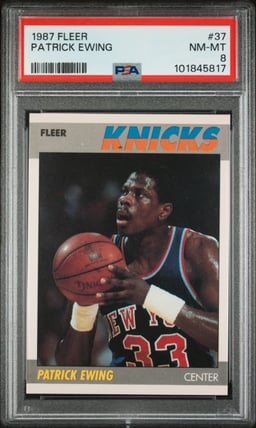 1987 FLEER #37 PATRICK EWING PSA 8