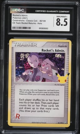2021 Pokemon Sword & Shield Celebrations Classic Holo Rocket's Admin #86 CGC 8.5 NM-MT+
