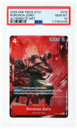 2025 One Piece Starter Deck Ex Gear5 Alternate Art Roronoa Zoro #ST21-015 PSA 10