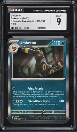 2025 Pokemon Scarlet & Violet Prismatic Evolutions Holo Umbreon #59 CGC 9 MINT