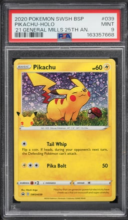 2020 Pokemon SWSH Promo General Mills 25th Anniversary Holo Pikachu #SWSH039 PSA 9 MINT
